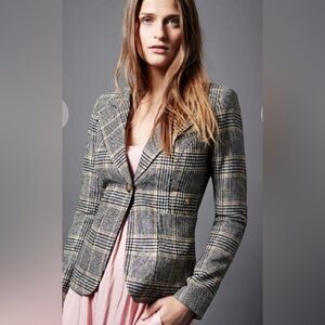 Smythe patch pocket duchess wool blazer jacket camel black mahogany